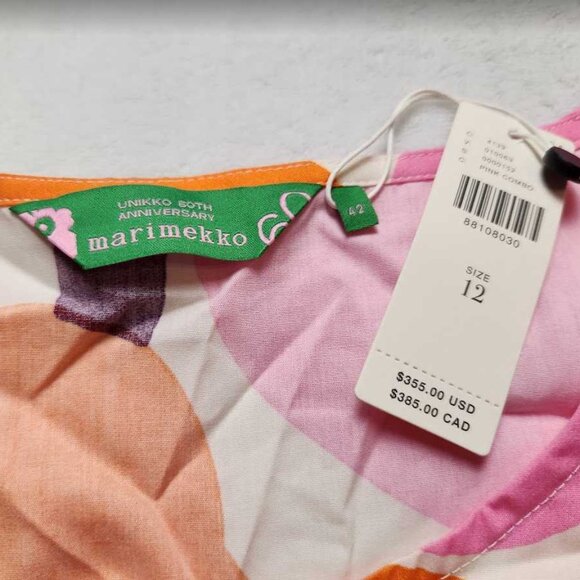 New women's 12 Marimekko x Anthropologie Kemut Unikko poplin belted midi dress - Picture 7 of 11